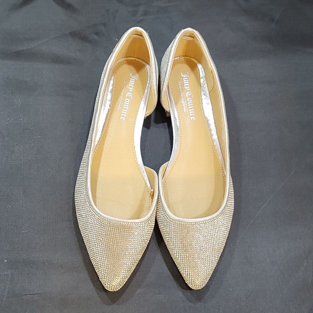 BRAND NEW JUICY COUTURE JEWEL STUDDED D'ORSAY POINTED TOE SLIP-ON FLAT S…
